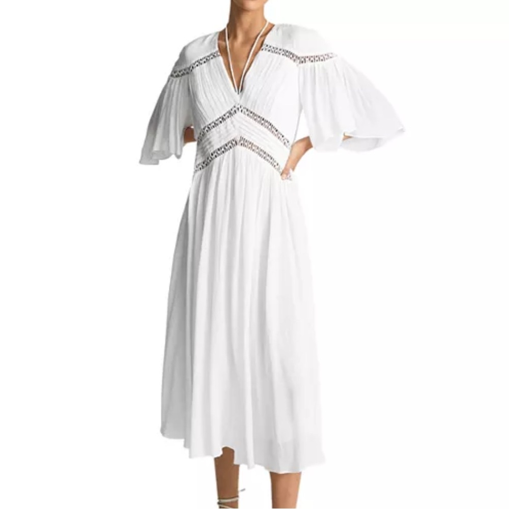 New REISS Delphine Macrame Midi Dress Size 4